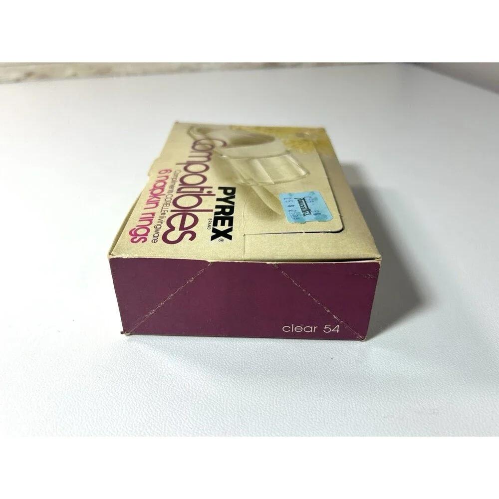 Vintage Pyrex Compatibles “Clear Glass 54” Napkin Rings Box Of 6